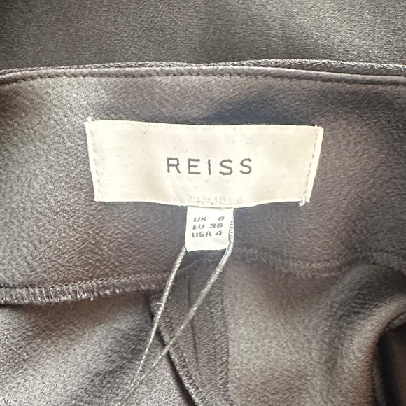 Reiss Annie Chic Black Tuxedo Split Leg Halter Satin Lapel Jumpsuit (Size 4) - Picture 5 of 7